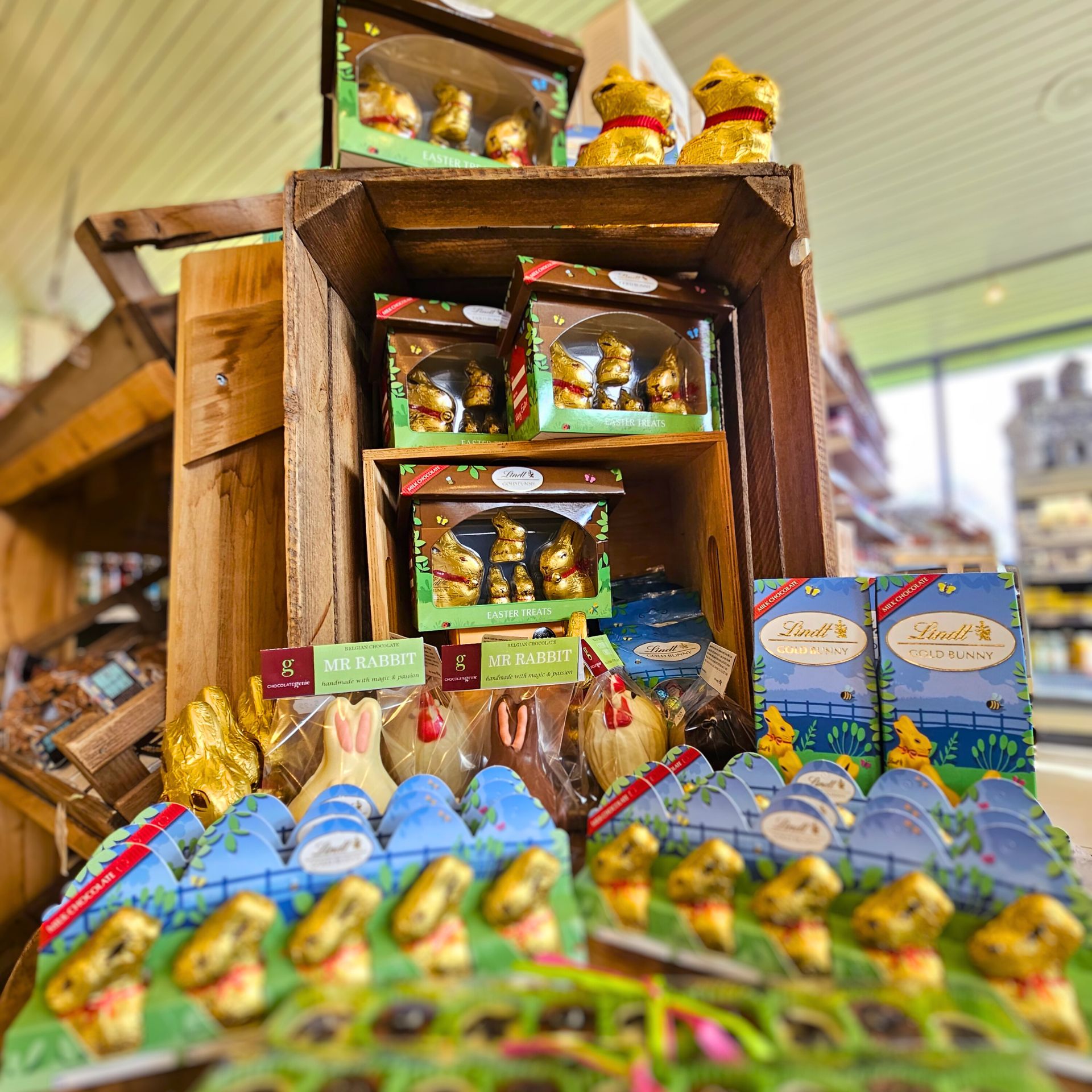 A display of Easter chocolates
